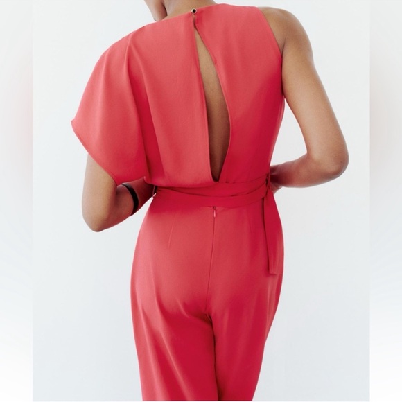 ZARA ASYMMETRIC CREPE BUCKLE JUMPSUIT - Picture 10 of 15